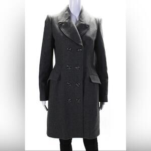 Burberry London Double Breasted buttons Collared Coat Gray Wool cashmere 6